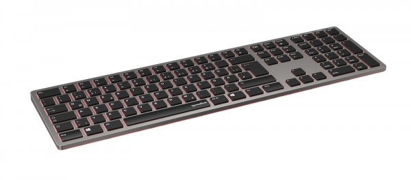 LEVIA RGB Rechargeable Metal Office Scissor Keyboard - Wireless, Bluetooth, grey - DE Layout